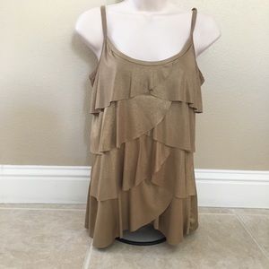 INC Ruffled Tank Gold Shimmer